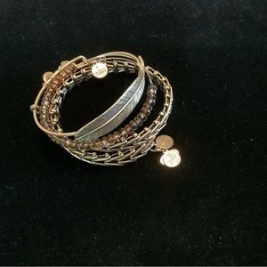 Alex and Ani Burnished Gold Bracelet Bangle Trio